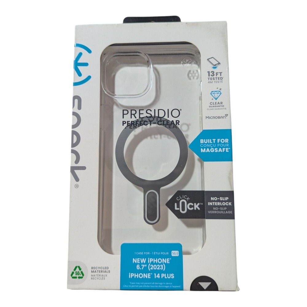 H8. Speck Presidio‎ Perfect-Clear MagSafe Case for Apple iPhone 14 Plus - Clear